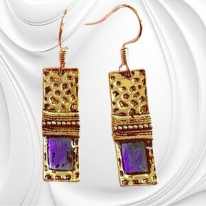 Farah Jewelry Gold and Purple Earrings
